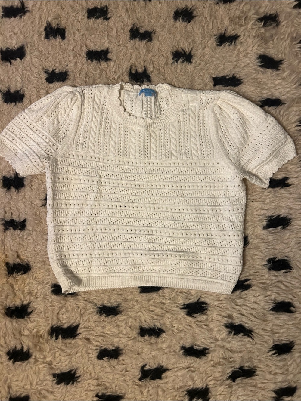 Draper James Ivory Crochet Short Sleeve Knit Top